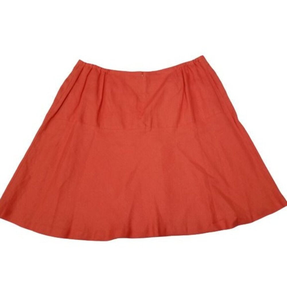 Talbots Petite Womens Irish Linen Pleat Front A-Line Skirt Size 24WP Orange New